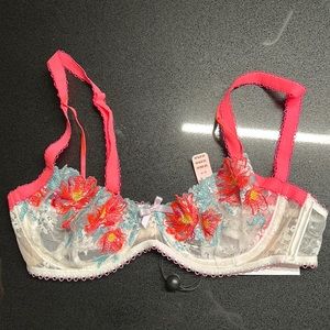 For Love and Lemons bra, size small, white, hot pink and teal NEW with tags